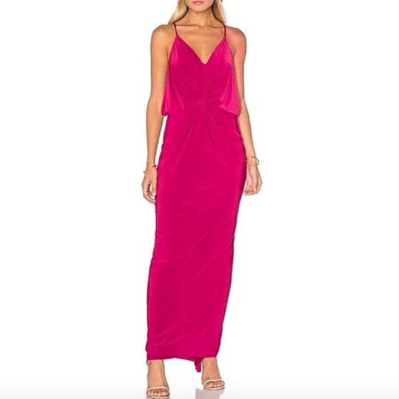 Misa Los‎ Angeles Pink Jersey Knit Sleeveless Fitted Maxi Dress Medium Formal - Picture 1 of 12